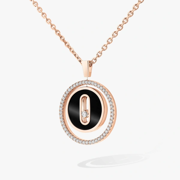 Messika Lucky Move Onyx Necklace in 18K Pink Gold, Small Model | Fine Necklaces | Coveti