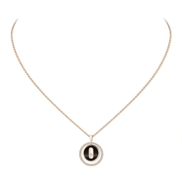 Messika Lucky Move Onyx Necklace in 18K Pink Gold, Small Model | Fine Necklaces | Coveti