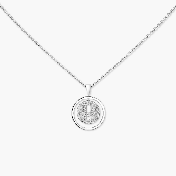Messika Lucky Move Pave Necklace in 18K White Gold, Small Model | Fine Necklaces | Coveti