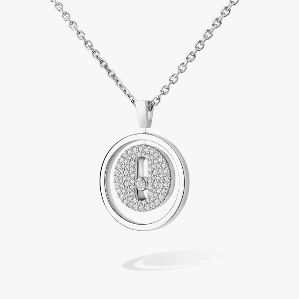 Messika Lucky Move Pave Necklace in 18K White Gold, Small Model | Fine Necklaces | Coveti