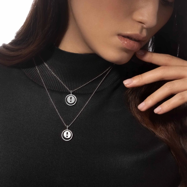 Messika Lucky Move Pave Necklace in 18K White Gold, Small Model | Fine Necklaces | Coveti