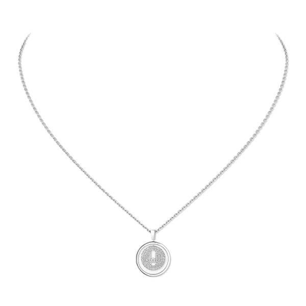 Lucky Move Pave Necklace in 18K White Gold, Small Model