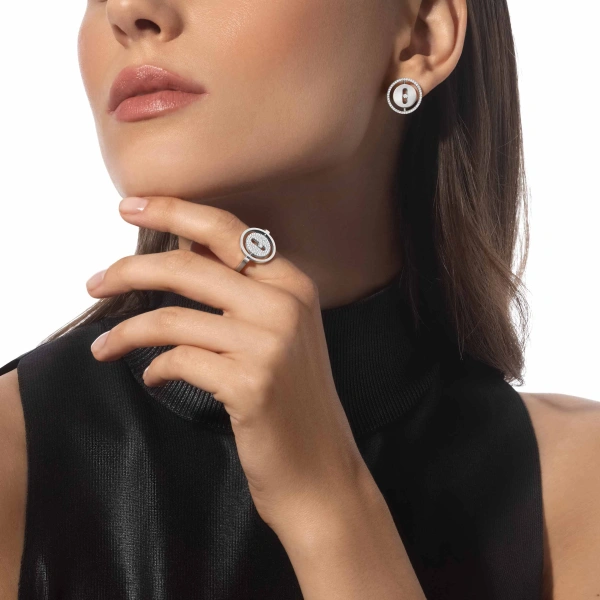 Messika Lucky Move Pave Ring in 18K White Gold, Small Model | Fine Rings | Coveti