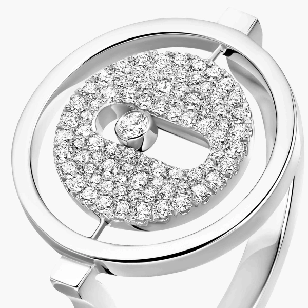 Messika Lucky Move Pave Ring in 18K White Gold, Small Model | Fine Rings | Coveti