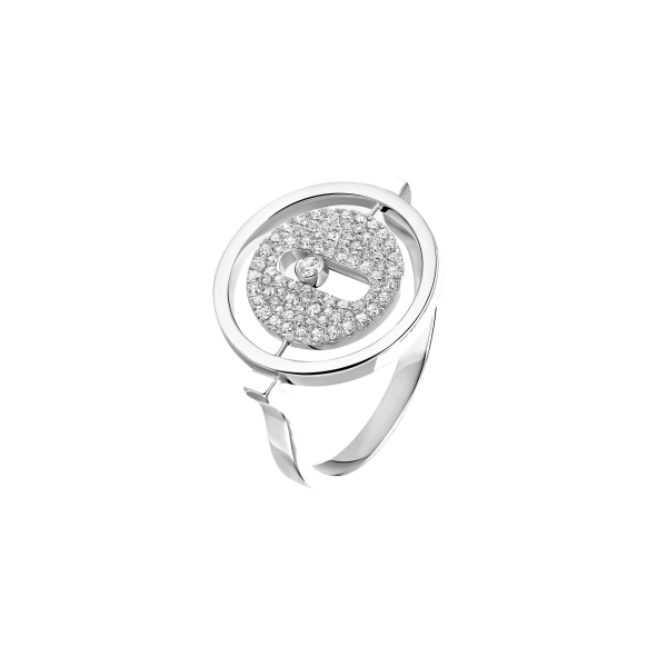 Lucky Move Pave Ring in 18K White Gold, Small Model