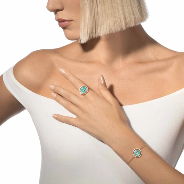 Messika Lucky Move Turquoise Bracelet in 18K Pink Gold, Small Model | Fine Bracelets | Coveti