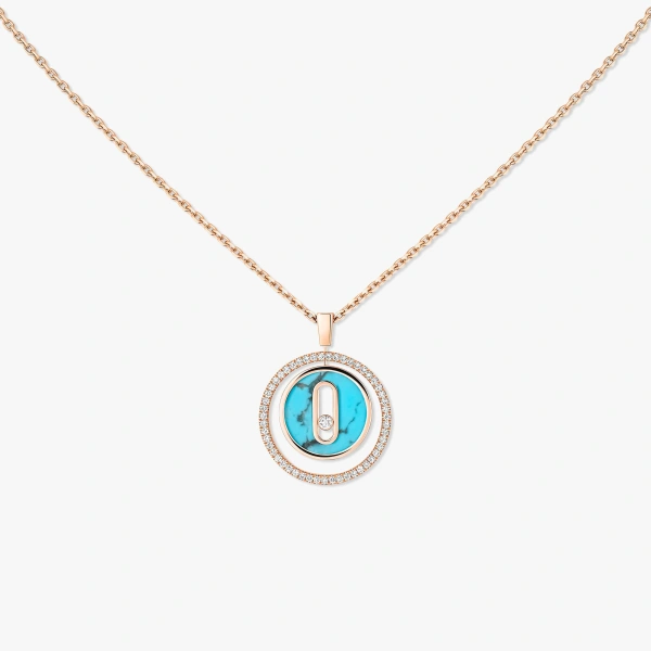 Messika Lucky Move Turquoise Necklace in 18K Pink Gold, Small Model | Fine Necklaces | Coveti