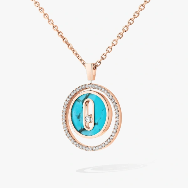 Messika Lucky Move Turquoise Necklace in 18K Pink Gold, Small Model | Fine Necklaces | Coveti