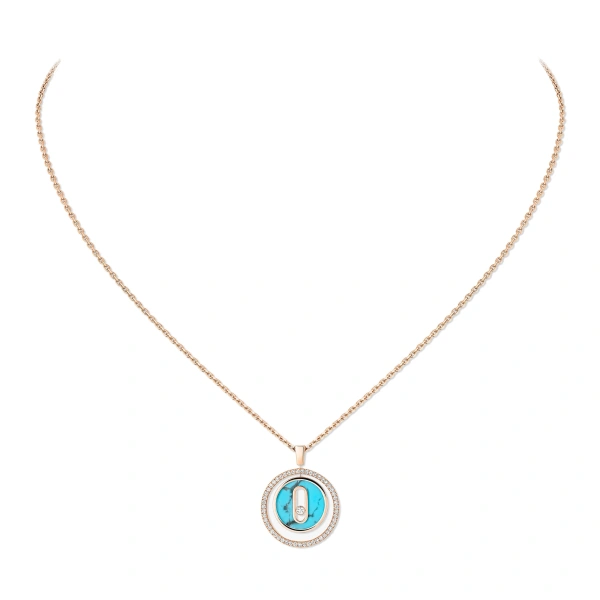 Lucky Move Turquoise Necklace in 18K Pink Gold, Small Model
