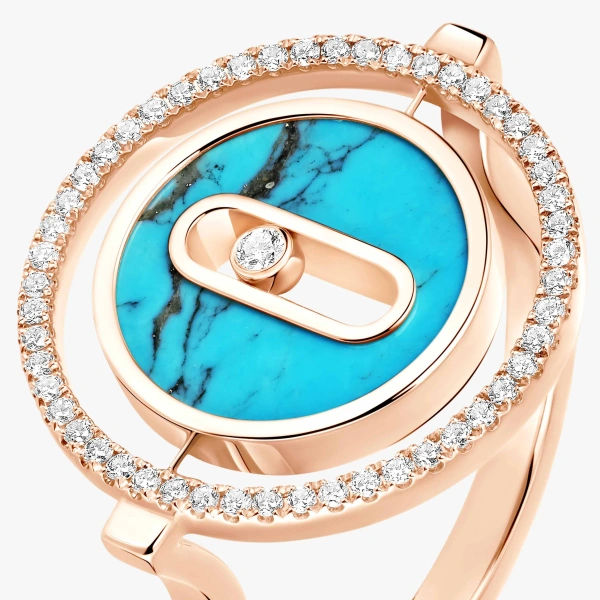 Messika Lucky Move Turquoise Ring in 18K Pink Gold, Small Model | Fine Rings | Coveti