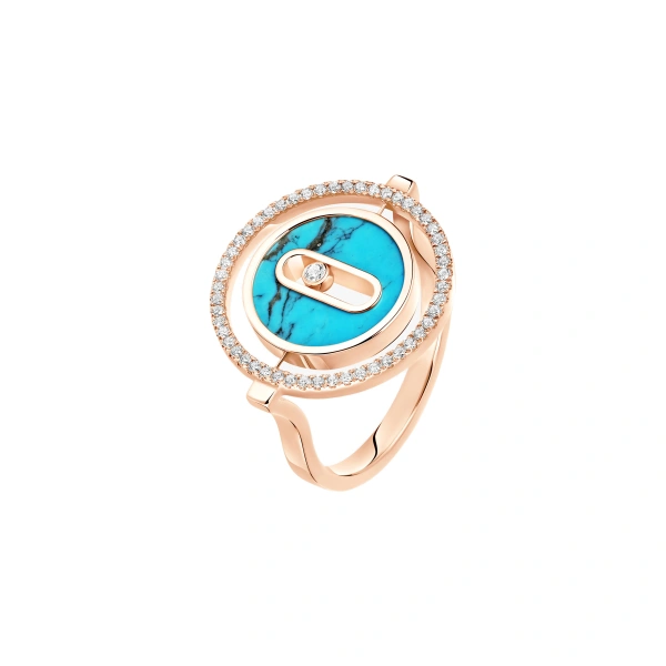 Lucky Move Turquoise Ring in 18K Pink Gold, Small Model