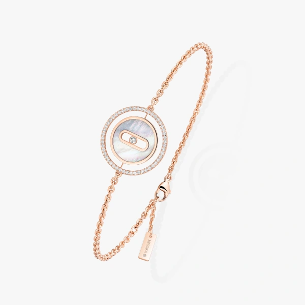 Messika Lucky Move White Mother-of-Pearl Bracelet in 18K Pink Gold, Small Model | Fine Bracelets | Coveti