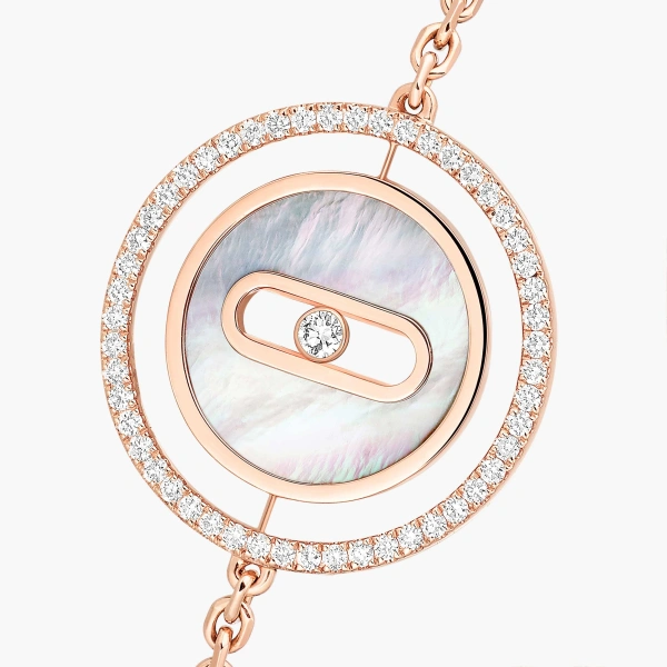 Messika Lucky Move White Mother-of-Pearl Bracelet in 18K Pink Gold, Small Model | Fine Bracelets | Coveti