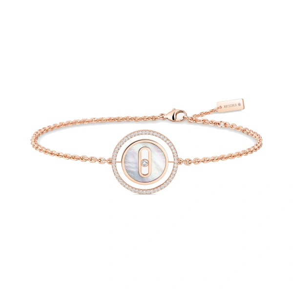 Lucky Move White Mother-of-Pearl Bracelet in 18K Pink Gold, Small Model