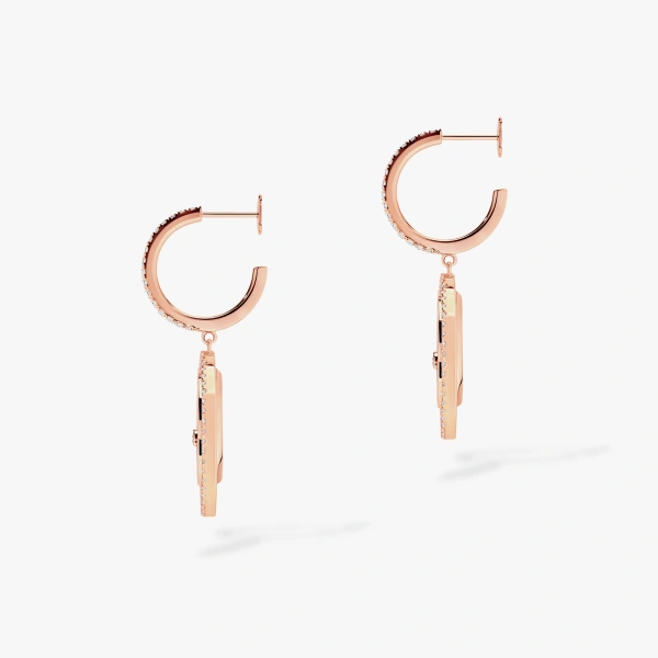 Messika Lucky Move White Mother-of-Pearl Drop Earrings in 18K Pink Gold | Fine Earrings | Coveti