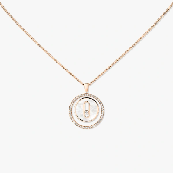 Messika Lucky Move White Mother-of-Pearl Necklace in 18K Pink Gold, Small Model | Fine Necklaces | Coveti