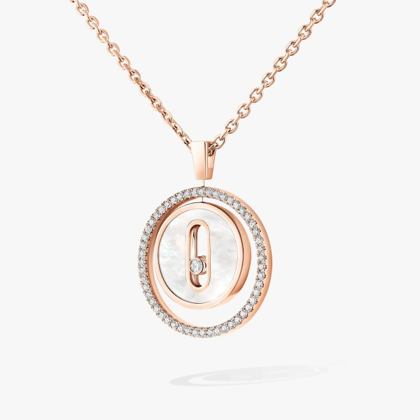Messika Lucky Move White Mother-of-Pearl Necklace in 18K Pink Gold, Small Model | Fine Necklaces | Coveti