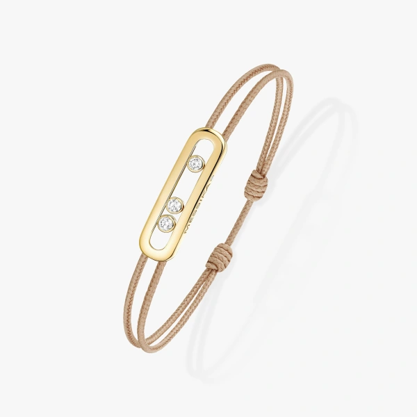 Messika Messika Care(s) Beige Cord Bracelet in 18K Yellow Gold | Fine Bracelets | Coveti
