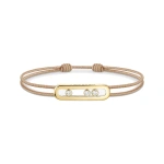 Messika Messika Care(s) Beige Cord Bracelet in 18K Yellow Gold | Fine Bracelets | Coveti