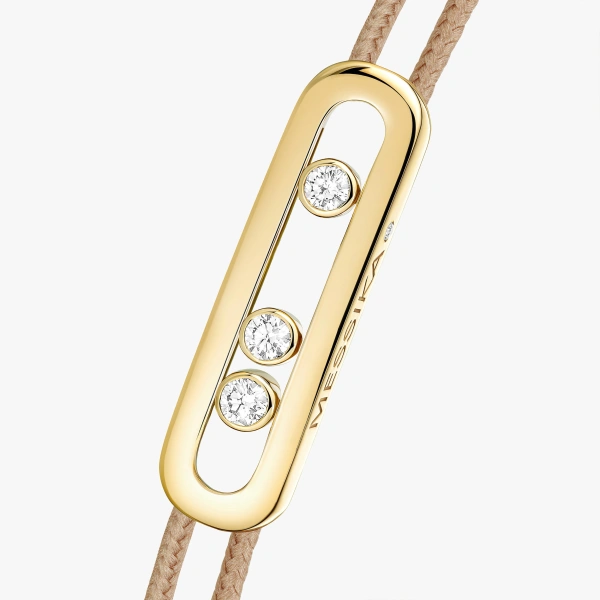 Messika Messika Care(s) Beige Cord Bracelet in 18K Yellow Gold | Fine Bracelets | Coveti