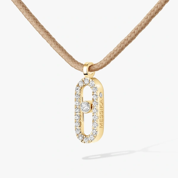 Messika Messika Care(s) Beige Cord Pave Necklace in 18K Yellow Gold | Fine Necklaces | Coveti