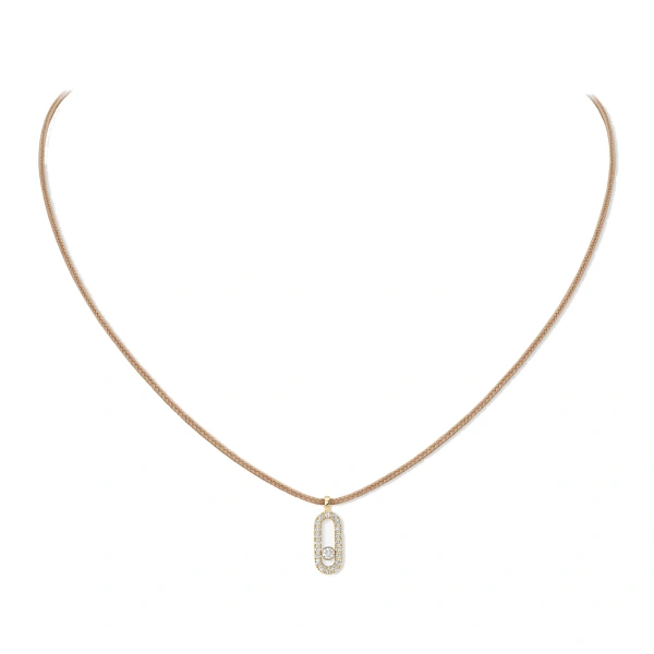 Messika Messika Care(s) Beige Cord Pave Necklace in 18K Yellow Gold | Fine Necklaces | Coveti