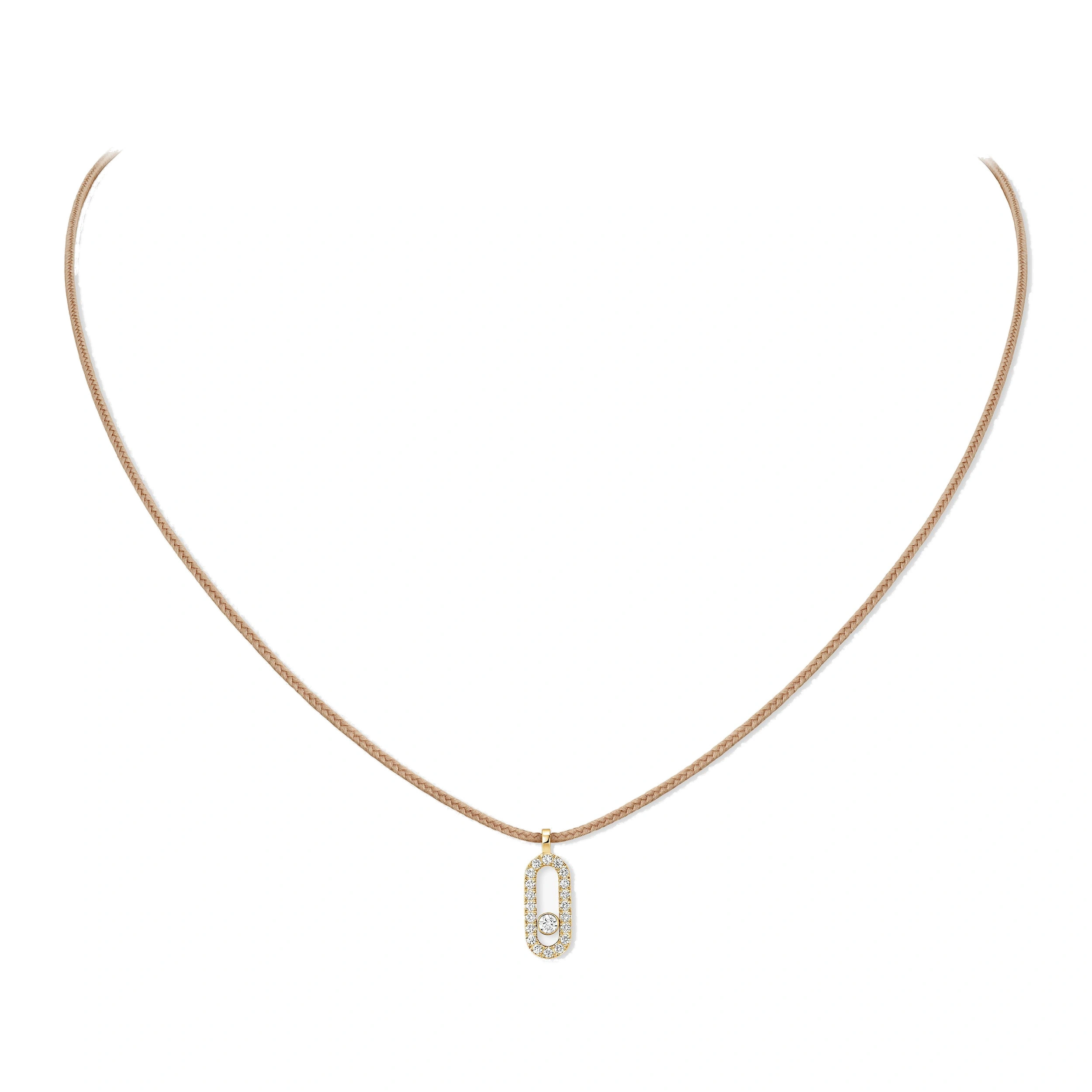 Messika Messika Care(s) Beige Cord Pave Necklace in 18K Yellow Gold Messika Messika Care(s) Beige Cord Pave Necklace in 18K Yellow Gold | Fine Necklaces | Coveti