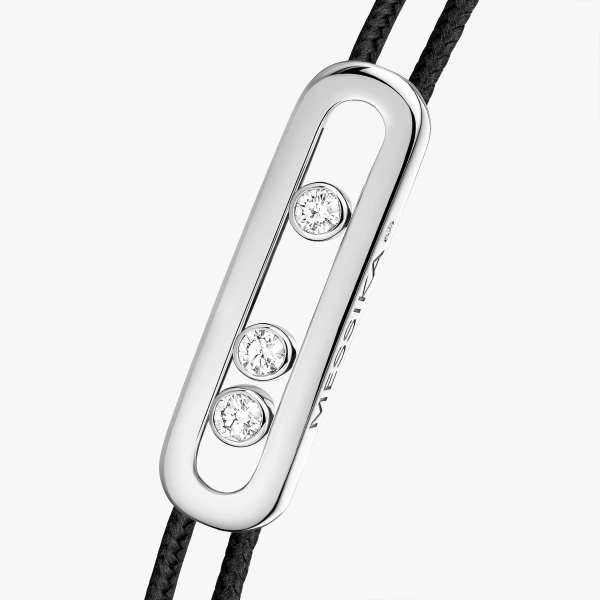 Messika Messika Care(s) Black Cord Bracelet in 18K White Gold | Fine Bracelets | Coveti