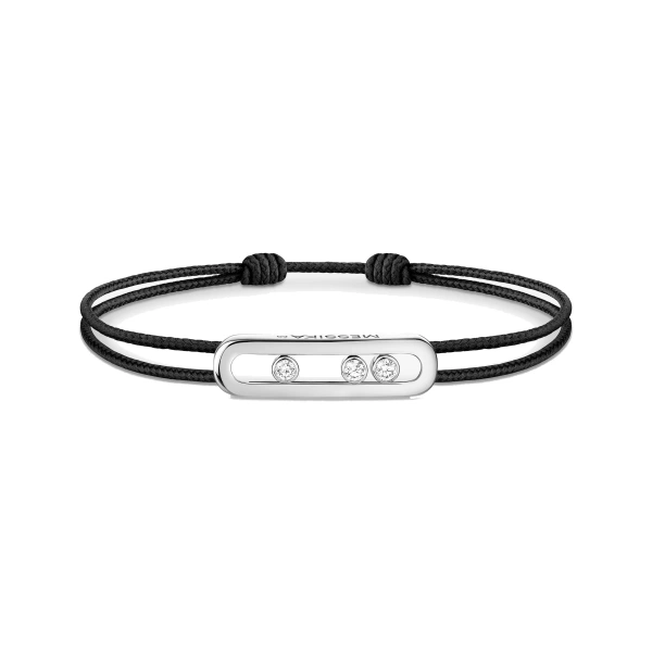 Messika Messika Care(s) Black Cord Bracelet in 18K White Gold | Fine Bracelets | Coveti