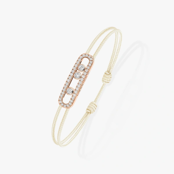 Messika Messika Care(s) Cream Cord Pave Bracelet in 18K Pink Gold | Fine Bracelets | Coveti
