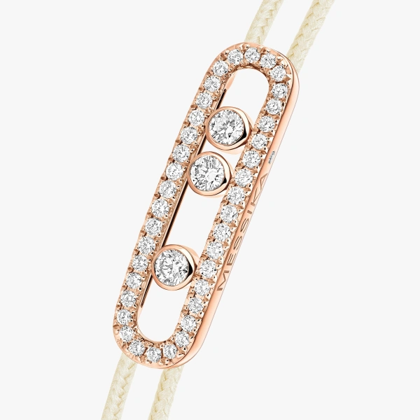 Messika Messika Care(s) Cream Cord Pave Bracelet in 18K Pink Gold | Fine Bracelets | Coveti