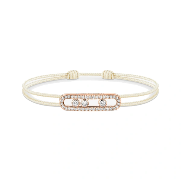 Messika Messika Care(s) Cream Cord Pave Bracelet in 18K Pink Gold | Fine Bracelets | Coveti