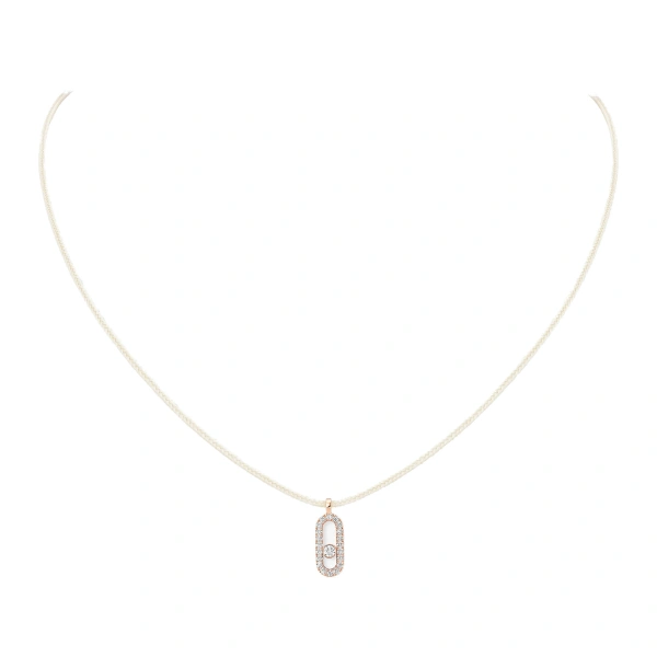 Messika Messika Care(s) Cream Cord Pave Necklace in 18K Pink Gold | Fine Necklaces | Coveti
