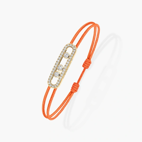 Messika Messika Care(s) Orange Cord Pave Bracelet in 18K Yellow Gold | Fine Bracelets | Coveti