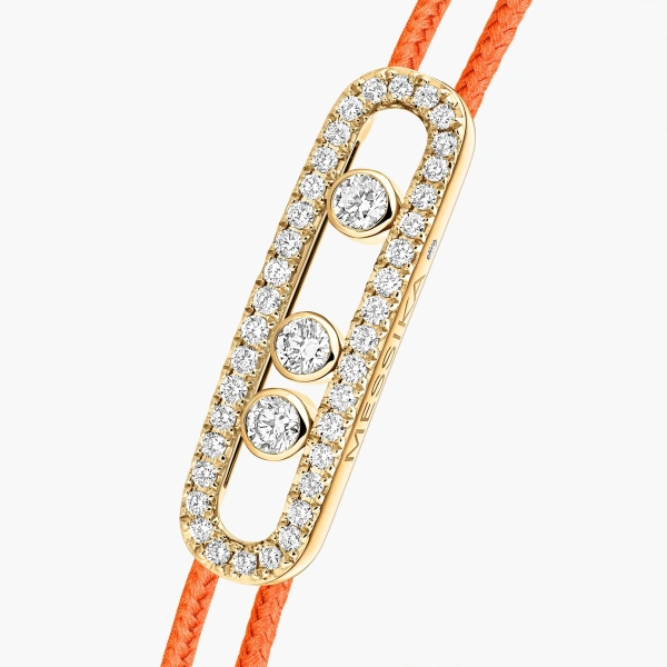 Messika Messika Care(s) Orange Cord Pave Bracelet in 18K Yellow Gold | Fine Bracelets | Coveti
