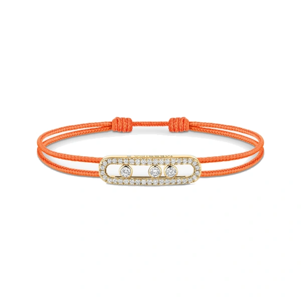 Messika Messika Care(s) Orange Cord Pave Bracelet in 18K Yellow Gold | Fine Bracelets | Coveti
