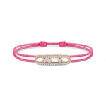 Messika Messika Care(s) Pink Cord Pave Bracelet in 18K Pink Gold | Fine Bracelets | Coveti