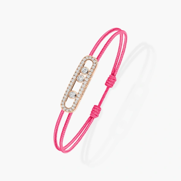 Messika Messika Care(s) Pink Cord Pave Bracelet in 18K Pink Gold | Fine Bracelets | Coveti