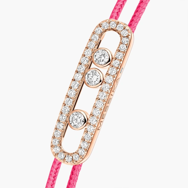 Messika Messika Care(s) Pink Cord Pave Bracelet in 18K Pink Gold | Fine Bracelets | Coveti