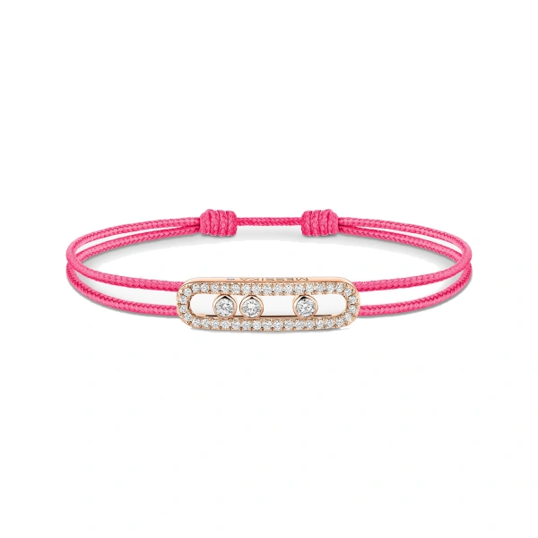 Messika Messika Care(s) Pink Cord Pave Bracelet in 18K Pink Gold | Fine Bracelets | Coveti