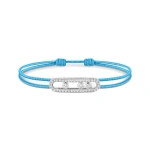 Messika Messika Care(s) Turquoise Cord Pave Bracelet in 18K White Gold | Fine Bracelets | Coveti