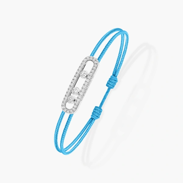 Messika Messika Care(s) Turquoise Cord Pave Bracelet in 18K White Gold | Fine Bracelets | Coveti