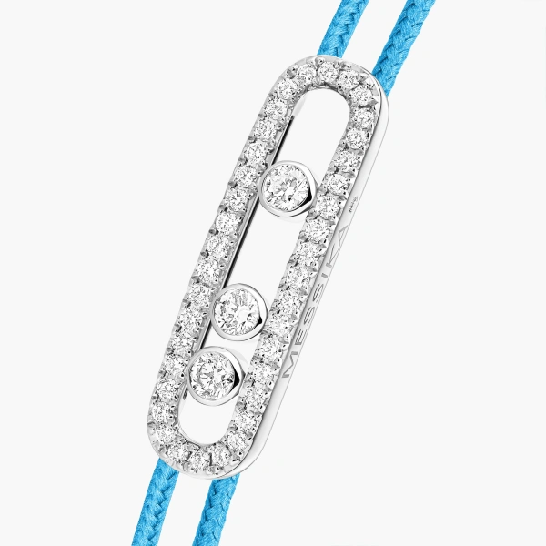 Messika Messika Care(s) Turquoise Cord Pave Bracelet in 18K White Gold | Fine Bracelets | Coveti