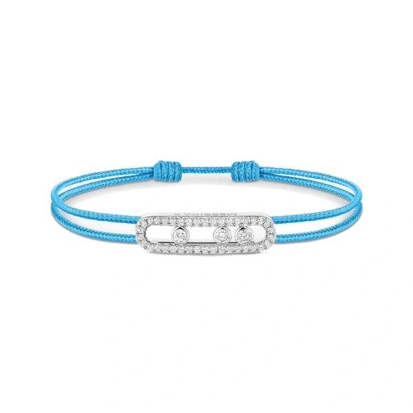 Messika Messika Care(s) Turquoise Cord Pave Bracelet in 18K White Gold | Fine Bracelets | Coveti