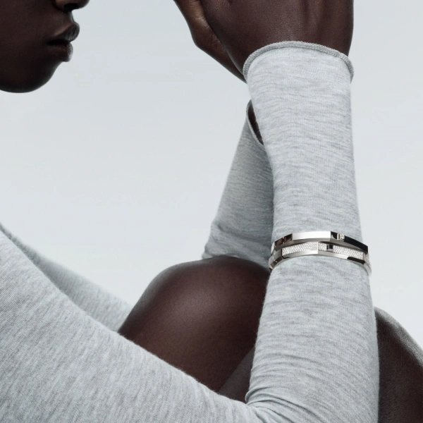 Messika Moderniste Bracelet in 18K White Gold, Large Model | Fine Bracelets | Coveti