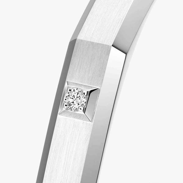 Messika Moderniste Brushed Bracelet in 18K Brushed White Gold, Large Model | Fine Bracelets | Coveti