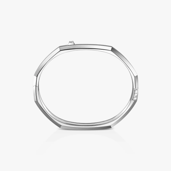 Messika Moderniste Brushed Bracelet in 18K Brushed White Gold, Large Model | Fine Bracelets | Coveti