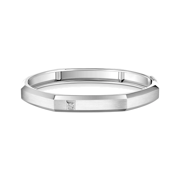 Messika Moderniste Brushed Bracelet in 18K Brushed White Gold, Large Model | Fine Bracelets | Coveti