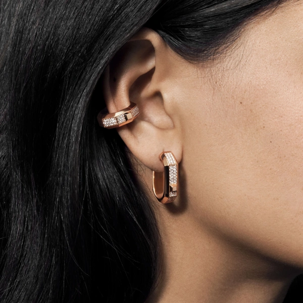Messika Moderniste Ear Cuff in 18K Pink Gold, Medium Model | Fine Earrings | Coveti