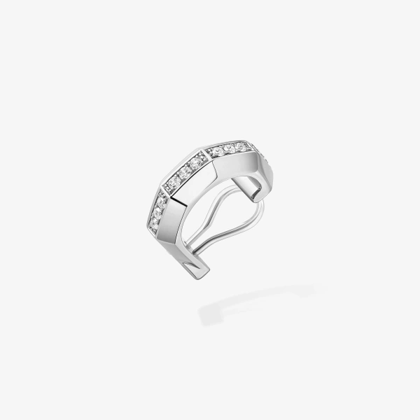 Messika Moderniste Ear Cuff in 18K White Gold, Small Model | Fine Earrings | Coveti